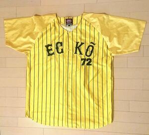 ECKO ゲームシャツ 黄色 イエロー ストライプ バックプリント 