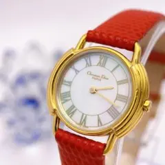 【新品電池】ディオール シェル文字盤 腕時計 ゴールドベゼル D58-121
