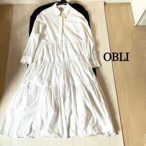 OBLI オブリ ティアードシャツワンピース 白系 