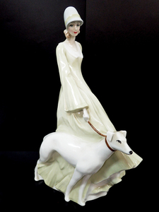 1MY Royal Doulton ロイヤルドルトン リフレクションズ HN3073 貴婦人と犬 フィギュリン 陶器 置物