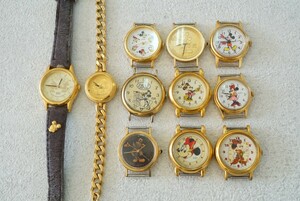F1392 ALBA Disney/ディズニー ミッキーマウスなど ゴールドカラー 腕時計 フェイス 文字盤 アクセサリー 大量 まとめて おまとめ 不動品