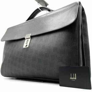 1円《 美品 》dunhill ダンヒル ビジネスバッグ ブリーフケース D8 ディーエイト メンズ ダイヤルロック レザー PVC A4 PC◎ ブラウン 茶