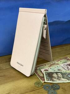 特価 【長財布 ピンク】 カードケース 大容量の26枚収納 スリム 薄型 お札 コイン スマホ ファスナー付き 合皮製