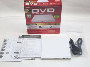 ★ R60423　ロジテック　エレコム　LDR-PMK8U2CVWH　DVDドライブ　USB2.0　薄型　ホワイト　Type-Cケーブル・箱・説明書付 ★