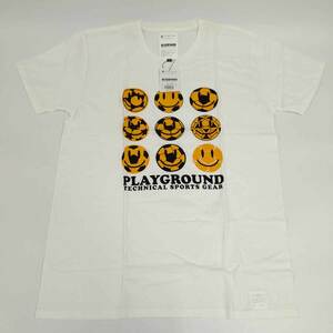 【中古・未使用品】PLAYGROUND プレイグラウンド スマイルボール Tシャツ XL ホワイト PG0269 メンズ サッカー フットサルウェア