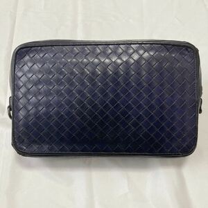 ◆ Bottega Veneta ボッテガ セカンドバッグ クラッチ メンズ 男性 ネイビー 中古ジャンク イントレチャート ◆