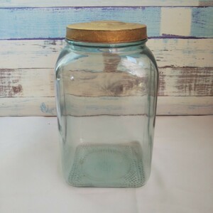 ガラス瓶 空き瓶 海苔瓶 保存瓶 青色ガラス 昭和雑貨 