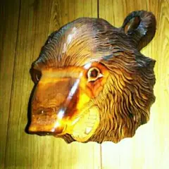 木彫り 熊 彫刻 くま クマ置物 レリーフ 昭和レトロ
