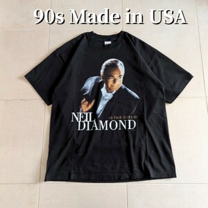 90s USA製 Neil diamond ツアーTシャツ バンドTシャツ ブラック　XL　ニールダイヤモンド