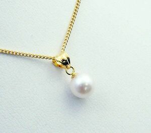 送料無料【誕生石６月】本真珠７ｍｍ金色仕上げペンダント