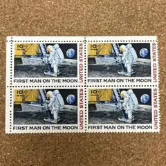 【アポロ11号月面着陸記念切手】４枚  外国切手  アメリカ  未使用
