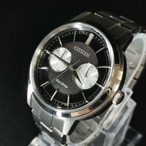 極美品【稼働品】CITIZEN　シチズン 　ブラック　シルバー　電波ソーラー