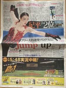 紀平梨花選手(フィギュアスケート)★スポーツニッポン西部版★新聞記事(7面)【2021年(令和3年)3月26日】