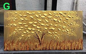 ミュゼ・デユ『手絵き油彩画』 1パネルSET油絵 金の木 ゴールド 金運 アートパネル パネルアート！