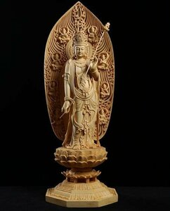 極上品　日光観音菩薩立像 木彫仏教　精密彫刻　仏師で仕上げ品　 高42.5cm