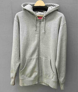 Supreme◆シュプリーム◆汚れあり 14AW tape logo zip up Hooded Sweatshirt パーカー グレー ストリート Lサイズ