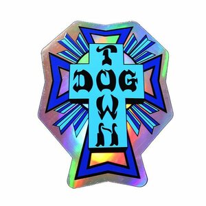 Dogtown Skateboards (ドッグタウン) US ステッカー シール DT 80s Cross Logo Hologaphic Sticker Blue 4” スケボー SKATE SK8