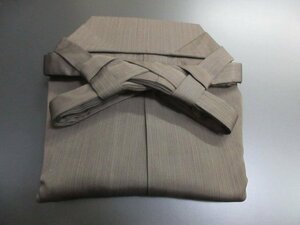 1円 良品 正絹 行灯袴 男性用 茶色 縞 式典 和装 和服 ヘラ付き 紐下83cm 高級【夢職】★★★