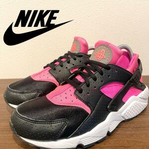 NIKE WMNS AIR HUARACHE RUN ナイキ エア ハラチ ラン ブラックピンク 634835-604 レディース ローカットスニーカー 24.5cm 美品