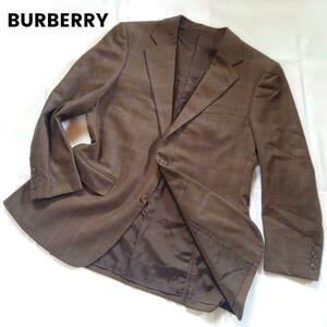 1円～ 最高級 BURBERRY LONDON バーバリーロンドン テーラードジャケット【極希少な逸品】カシミヤ100 チェック L相当 ブラウン バーバリー