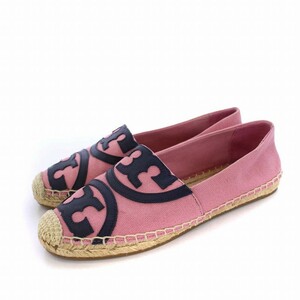 トリーバーチ TORY BURCH エスパドリーユ スリッポン フラットシューズ ロゴ 6M 23cm ピンク /KH ●D レディース