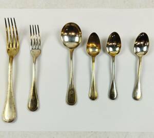 【L615】★現状品★銀食器 まとめて6本 CHRISTOFLE FRANCE クリストフル SILVER スプーン フォーク 約270g 銀製 カトラリー