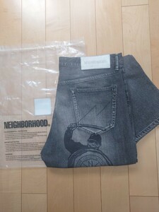 値下げ 未使用タグ付 23AW ネイバーフッド FADE DENIM PANTS ペイントデニム ブラック L