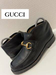 ★OLD GUCCI★オールドグッチ★イタリア製★ホースビット★モカシン★ショートブーツ★ブラック★黒★4 1/2★21.5cm★ヴィンテージ★