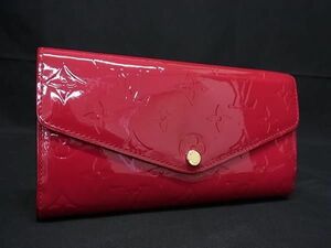 1円 LOUIS VUITTON ルイヴィトン M90154 モノグラムヴェルニ ポルトフォイユ サラ 二つ折り 長財布 ウォレット レッド系 AY2056