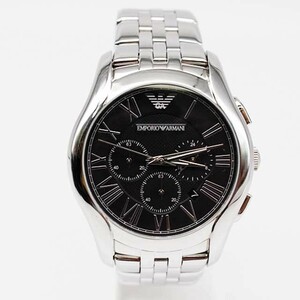 【EMPORIO ARMANI】エンポリオ アルマーニ SS クロノグラフ メンズ腕時計 AR-1706 ブラック【中古】