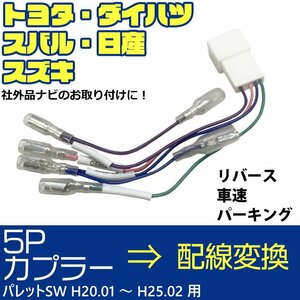 パレットSW H20.01 ～ H25.02 5P 5ピン 車速 コネクター カプラー リバース パーキング 配線 変換 市販 社外 ナビ 取り付け