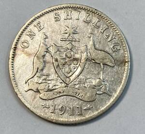 43 1911年　オーストラリア　1shilling 銀貨　Australia 1911 Shilling
