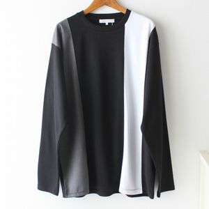 【Lサイズ】新品タケオキクチ THE SHOP TK ストライプ 切替 ロングTシャツ　メンズ　黒　ブラック