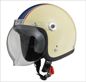 ジェットヘルメット BC-10 クリアシールド付き アイボリー×ネイビー フリーサイズ　BC-10-IVNV リード工業