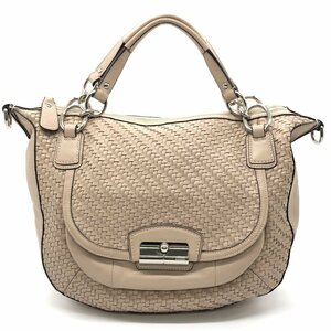 COACH コーチ 2WAY ハンドバッグ ショルダーバッグ ラウンドファスナー ピンク レザー 19312