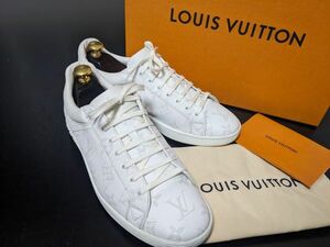 美品 ヴィトン 7 LOUIS VUITTON ♯MS0231 モノグラム レースアップ リヴォリ コンビレザー スニーカー 箱付 8451