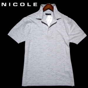 新品 【ニコル ゴルフ】 吸汗速乾　半袖ポロシャツ　カモフラ　ホワイト　サイズ50　(XL)　NICOLE Selection GOLF LINE