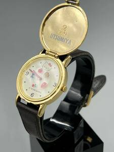 HELLO KITTY SINCE 1976 SANRIO UTUMIYAレディース腕時計 蓋付き レトロ 昭和 ハローキティー キティー 現状品 2212T20
