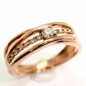 《K18PG 天然ダイヤモンドリング》M 3.8g 約10号 0.13ct ジュエリー jewelry ring 指輪 diamond EC2/EC2