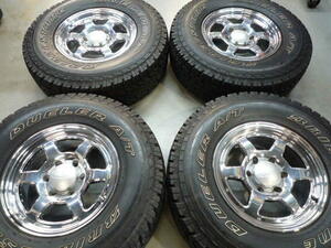 バリ山! 16×7J+25 PCD139.7 6穴 デイトナ? & 265/75R16 BS DUELER A/T 4本 中古 ランクル プラド サーフ ハイラックス パジェロ