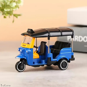 ミニチュア ダイキャストカー トゥクトゥク ブルー タクシー おもちゃ リゾートスタイル 雑貨 レトロ インテリア 三輪自動車 雰囲気作り