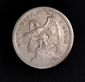 vintageコイン チリ 1ペソ白銅貨 1933年 コンドル