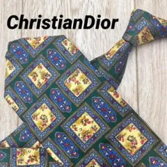 ✨新品タグ付き✨ChristianDior ネクタイ ハンカチ柄 緑 シルク