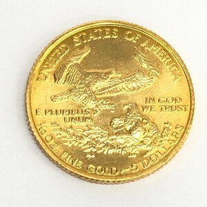 K22　アメリカ　イーグル金貨　1/10oz　5ドル　総重量3.4g【CDAI7072】