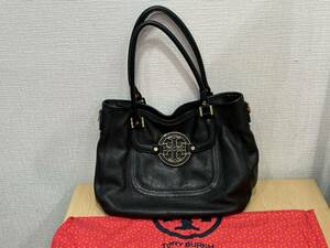 【23491】TORY BURCH トリーバーチ レザー トートバック ハンドバック ブラック 黒