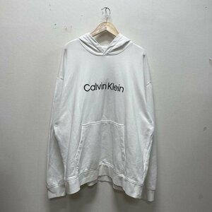 カルバン・クライン プルオーバーパーカー / relaxed fit / 刺繍ロゴ / WHT / L パーカー パーカー L 白 / ホワイト X 黒 / ブラック