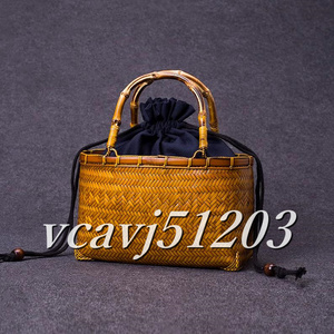 ◆新品◆レディースハンドバッグ 竹かごバッグ ハンドメイド 竹籠 バッグ 手編み バッグ 職人 手作り 竹工芸 収納かご 買い物かご