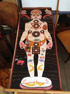大版サイズ 骨董 仏教美術 唐物 布地肉筆 タンカ 曼荼羅 チべットf