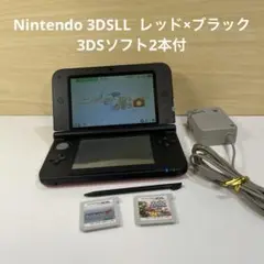 ニンテンドー3DS LL レッド×ブラック 3DS ソフト2本付 動作品