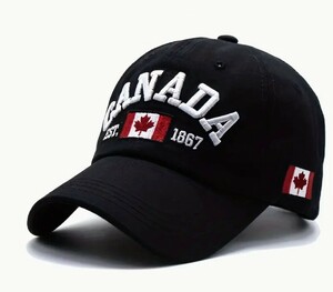 新品!今なら送料無料!CANADAカナダ高級キャップ 帽子 黒 刺繍 野球帽 レトロ　男女兼用サイズフリー